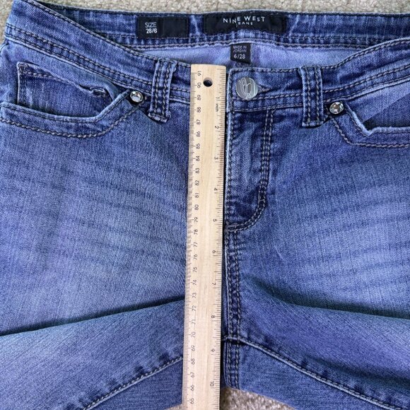 Nine West Women's Bootcut Blue Jeans Size 6/28 Flap Pockets Mid Rise 32x31 E631 - Picture 10 of 13